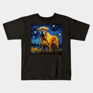 Boerboel in Starry Night style Kids T-Shirt